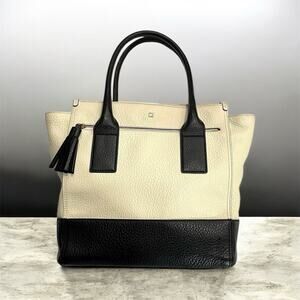 KATE SPADE Large Buttermilk/Black SOUTHPORT AVE Leather Shoulder Handbag Tote